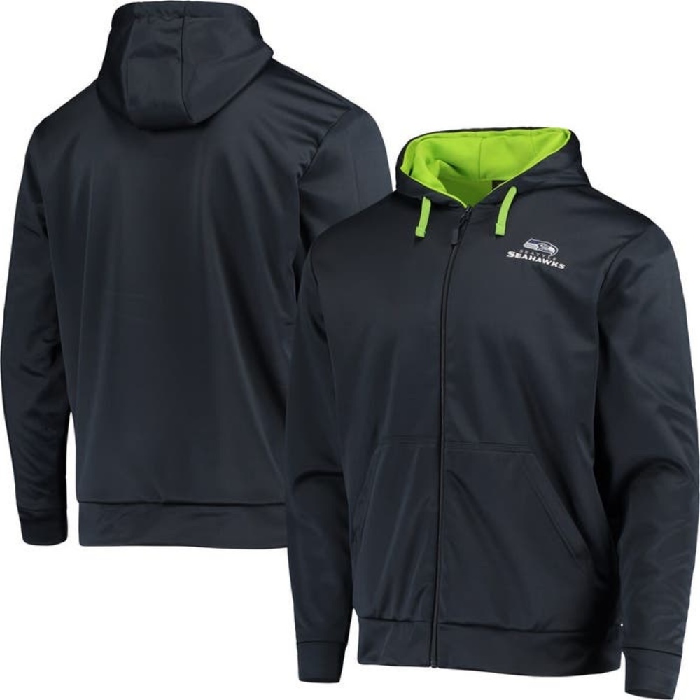 SEATTLE SEAHAWKS
Men's Dunbrooke College Navy/Green‎ Full-Zip Hoodie Size Large